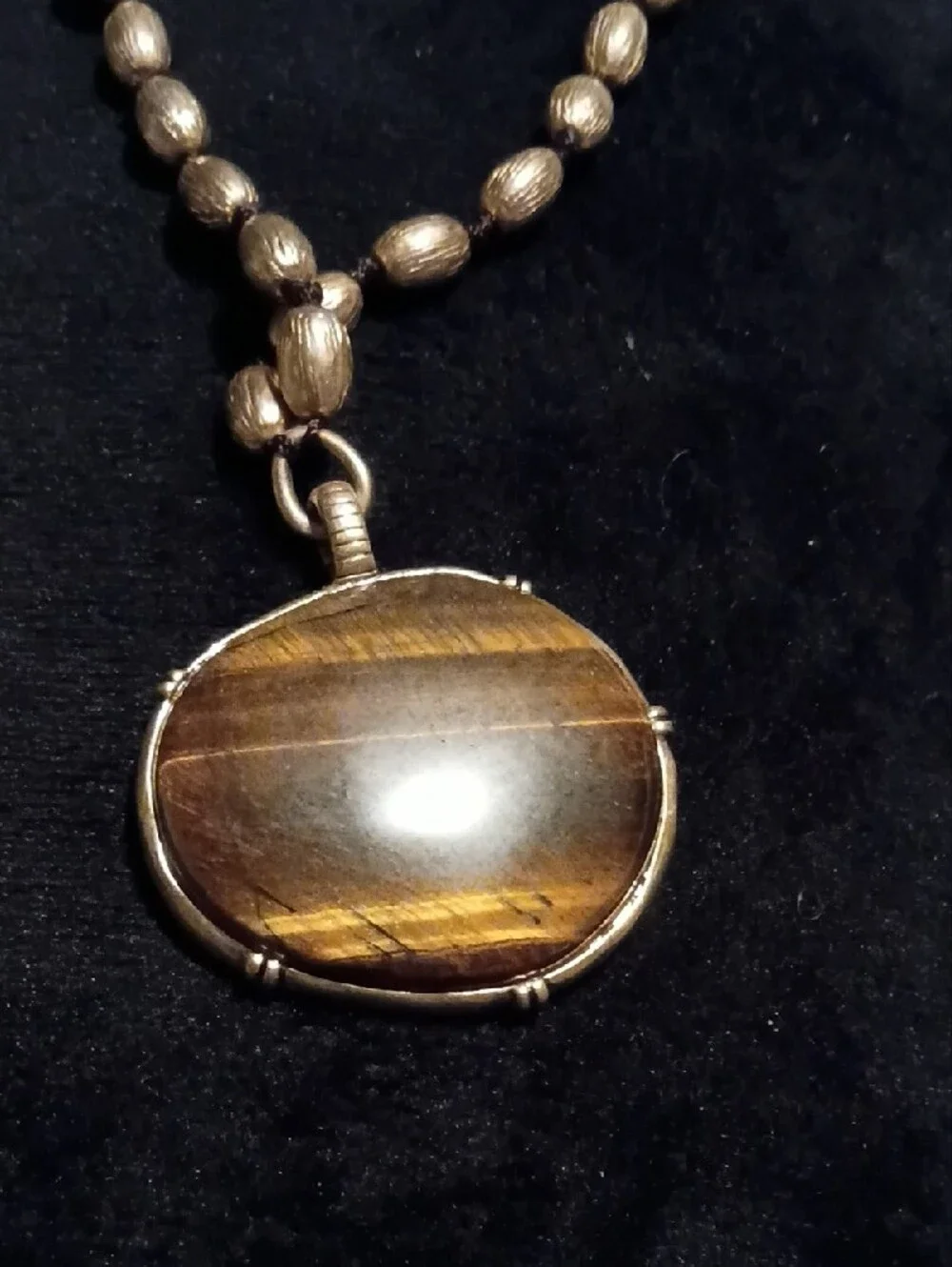 Signed Sigrid Olsen Tiger Eye Bead Necklace Tone Cutwork Penda Bracelet Set